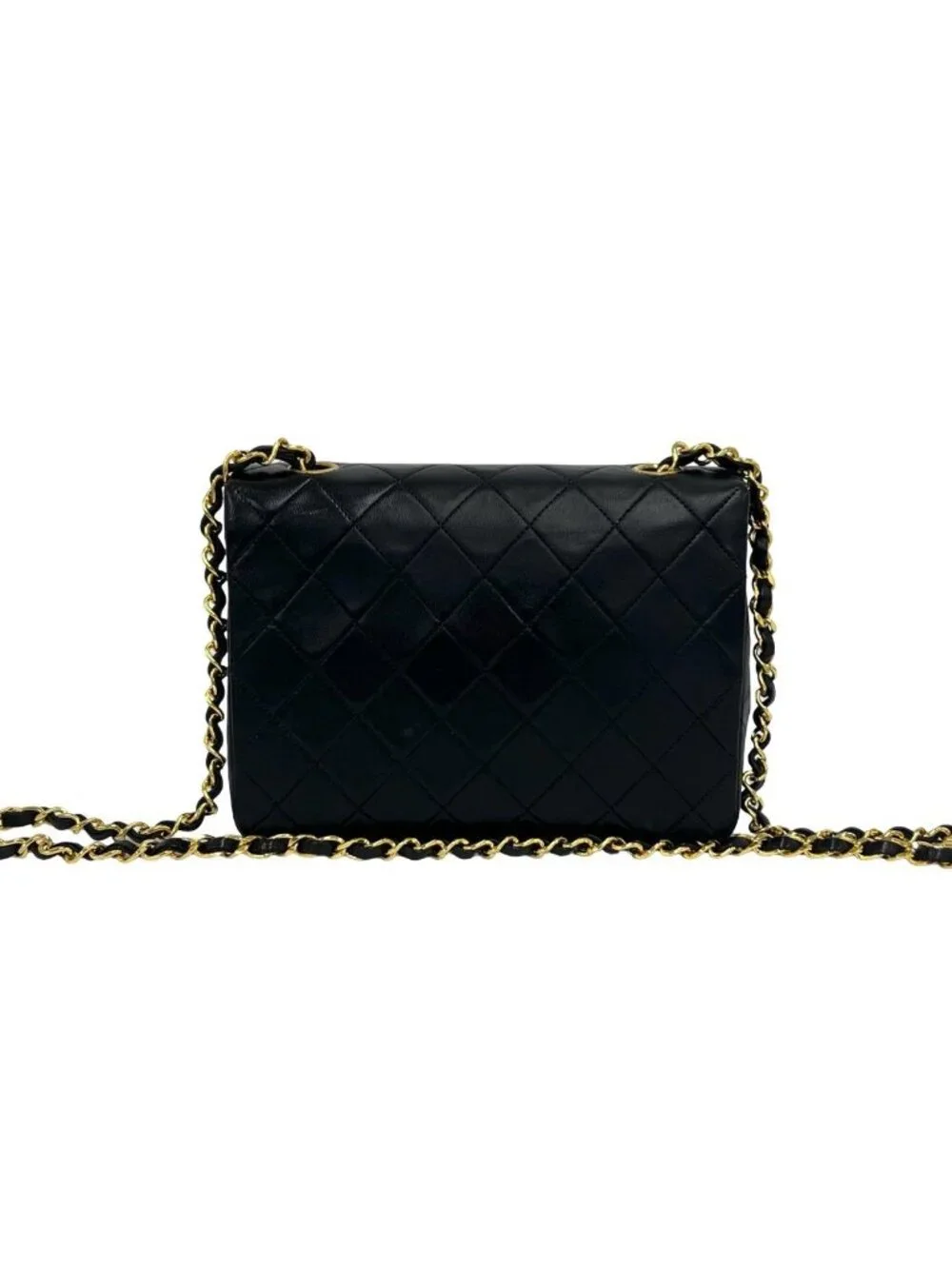 Chanel Quilted CC Logo Lambskin Leather Chain Shoulder Bag Black